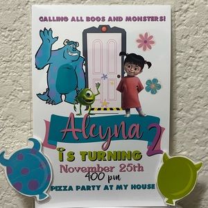 Monsters Inc Photo Invitation Design